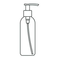 Plastic pump bottle line icon. Dispenser bottle for cosmetic products. Outline cosmetic container. Vector illustration