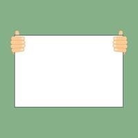 Hands holding a blank banner. Simple banner with copy space. Vector illustration in a flat style