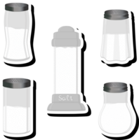 Illustration on theme big set different types ware filled salt for organic cooking png