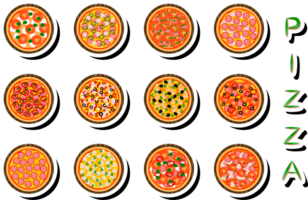 Illustration on theme big hot tasty pizza to pizzeria menu png