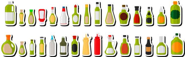 Illustration on theme big kit varied glass bottles filled thick sauce wasabi png