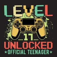 Level 17 Unlocked Official Teenager, Gaming Vector