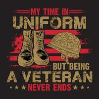 My Time In Uniform A Veteran Never Ends, Veteran Design vector