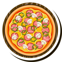 ilustración en tema grande caliente sabroso Pizza a pizzería menú png