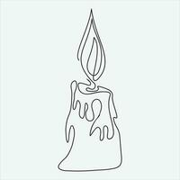 Continuous line hand drawing vector illustration candle