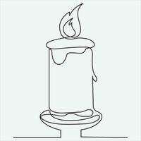 Continuous line hand drawing vector illustration candle