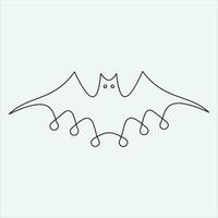 One line drawing bat art vector illustration