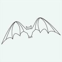 One line drawing bat art vector illustration