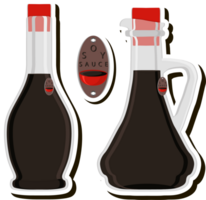 Illustration on theme big kit varied glass bottles filled liquid soy sauce png