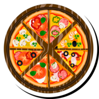 illustration på tema stor varm gott pizza till pizzeria meny png