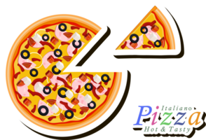 ilustración en tema grande caliente sabroso Pizza a pizzería menú png