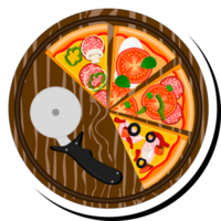 Illustration on theme big hot tasty pizza to pizzeria menu png