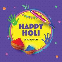 illustration of colorful Happy Holi sale background for Festival of Colors celebration greetings vector