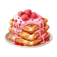 AI generated Stack of pancakes with raspberry. AI generated image png