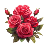 ai gerado ramalhete do vermelho rosas com verde folhas. ai gerado imagem png