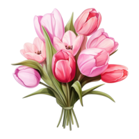 AI generated Bouquet of pink tulips. AI generated image png