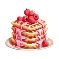 AI generated Stack of pancakes with raspberry. AI generated image png