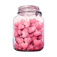 AI generated Jar filled with pink hearts. AI generated image png