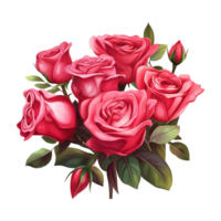 ai gerado ramalhete do vermelho rosas com verde folhas. ai gerado imagem png