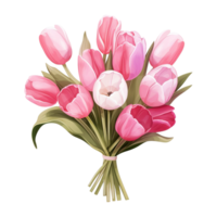 AI generated Bouquet of pink tulips. AI generated image png
