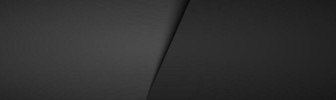 Dark grey abstract banner with black layers above each other. Modern design header for your business. Vector illustration with oblique stripes and lines