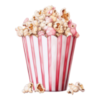 AI generated Popcorn bucket with pink popcorn. AI generated image png