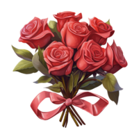 ai généré bouquet de rouge des roses avec une rouge arc. ai généré image png