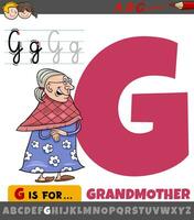 letter G from alphabet with cartoon grandmother character vector