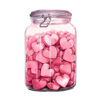 AI generated Jar filled with pink hearts. AI generated image png