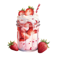 AI generated Strawberry milkshake with whipped cream. AI generated image png