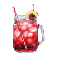 AI generated Glass of red liquid with a straw and a cherry. AI generated image png