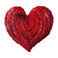 AI generated Red heart shaped wool yarn. AI generated image png