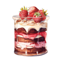 AI generated Watercolor painting of a dessert in a jar. AI generated image png