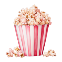 AI generated Popcorn bucket with pink popcorn. AI generated image png