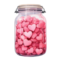 AI generated Jar filled with pink hearts. AI generated image png