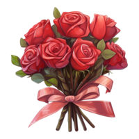 AI generated Bunch of red roses with a red bow. AI generated image png