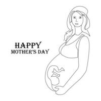 Happy Mother's Day .Continuous line drawing text design. Vector illustration.