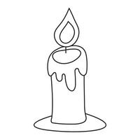 Candle burning continuous one line drawing. Vector illustration isolated on white.