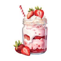 AI generated Strawberry milkshake with whipped cream. AI generated image png