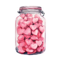AI generated Jar filled with pink hearts. AI generated image png
