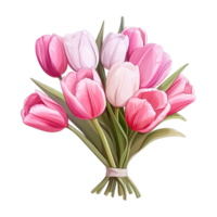 AI generated Bouquet of pink tulips. AI generated image png