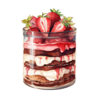 AI generated Watercolor painting of a dessert in a jar. AI generated image png