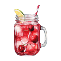 AI generated Glass of red liquid with a straw and a cherry. AI generated image png