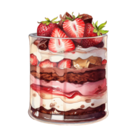 AI generated Watercolor painting of a dessert in a jar. AI generated image png