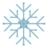 Blue snowflake with a star, vector color simple illustration