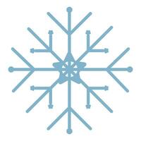 Blue snowflake with a star, vector color simple illustration