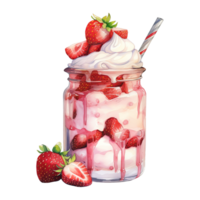AI generated Strawberry milkshake with whipped cream. AI generated image png
