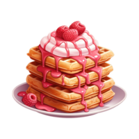 AI generated Stack of pancakes with raspberry. AI generated image png