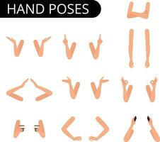 Set of hands in different gestures. hands in various situations vector