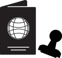 visa icono. visa sello en pasaporte signo. cónsul residencia símbolo. turismo logo. plano estilo. vector